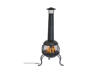 Slickblue Steel Chimenea Wood-Burning Fire Pit for Outdoor Heating and Ambiance