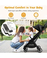 Gymax Portable Baby Stroller One-Hand Fold Pushchair W/ Aluminum Frame