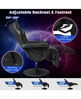 Gouun Massage Gaming Chair with Reclining Backrest, Retractable Footrest, Adjustable Height, 360° Rotation