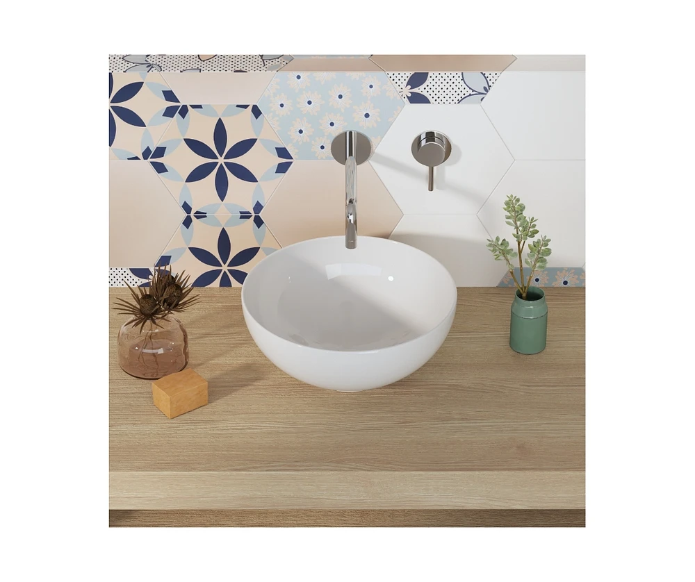 DeerValley Symmetry 13" x 13'' Circular/Round Vitreous Vessel Bathroom Sink