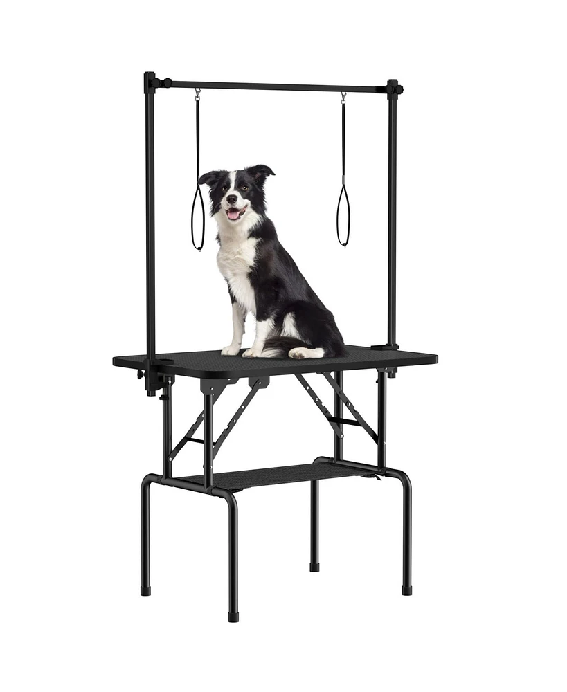 Lovmor Dog Grooming Table,Foldable Pet Grooming Tables at Home with Adjustable Arm,Nooses