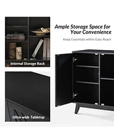Tobias Midcentury 30"Tall 2 Door Accent Cabinet with Solid Wood Legs