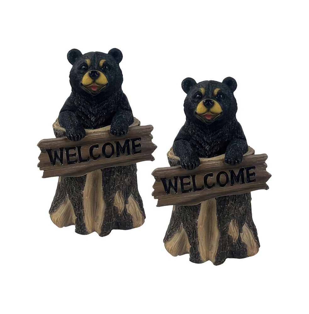 Fc Design "2-pc Gift Set" 7"H Bear with Welcome Sign Figurine Statue Ornament Home Room Office Decor and Perfect Gift Ideas for Housewarming, Holidays