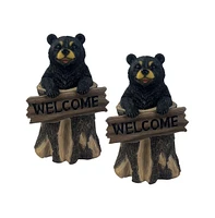 Fc Design "2-pc Gift Set" 7"H Bear with Welcome Sign Figurine Statue Ornament Home Room Office Decor and Perfect Gift Ideas for Housewarming, Holidays