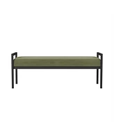 Slickblue Modern Industrial Bed Bench with Velvet Cushion and Metal Frame for Stylish Bedroom Seating