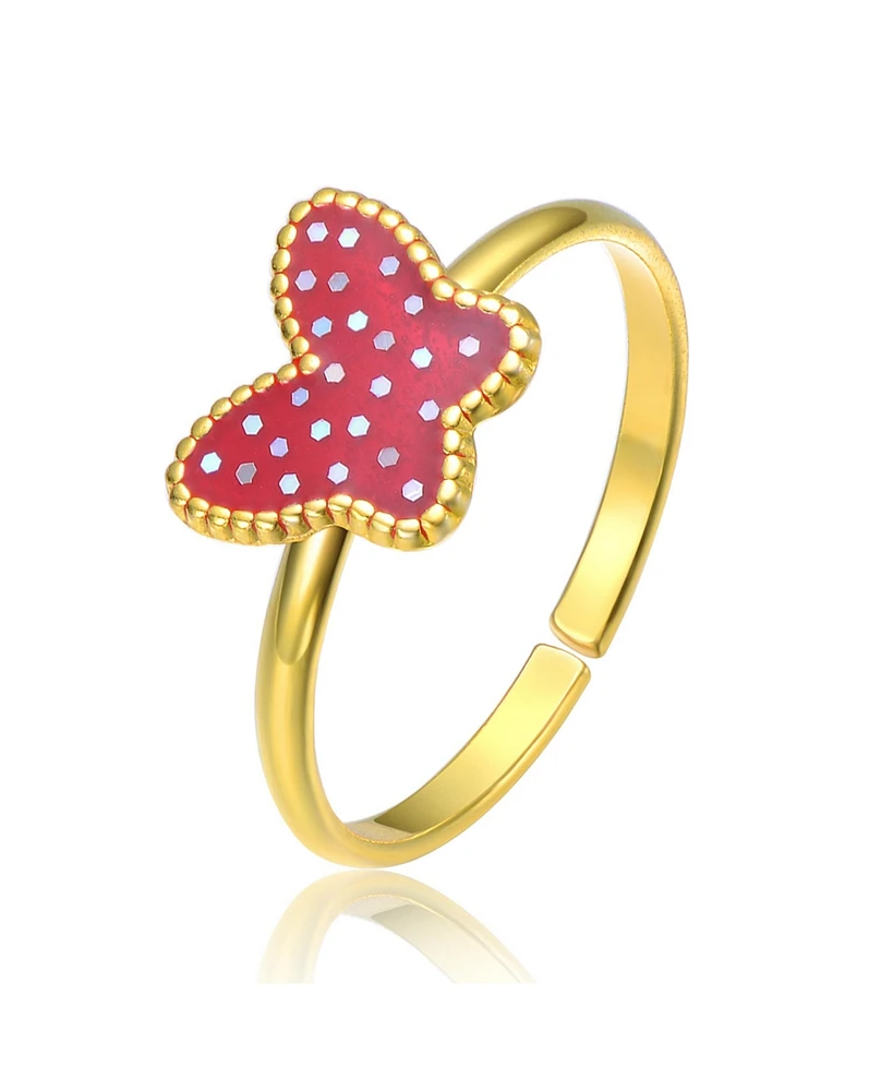 GiGiGirl 14k Gold Plated Starry Sky Enamel Butterfly Adjustable Ring