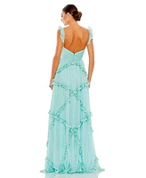 Women's Ruffle Tiered Sleeveless Flowy A Line Gown