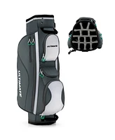 Gymax 14 Dividers Golf Cart Bag w/ 7 Zippered Pocket Cooler Bag Rain Hood Valuable Bag