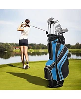 Gymax Golf Stand Bag 6 Way Divider Carry w/ Straps & 7 Storage Pockets