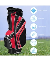 Gymax Golf Stand Bag 6 Way Divider Golf Carry Bag w/ Straps & 7 Storage Pockets