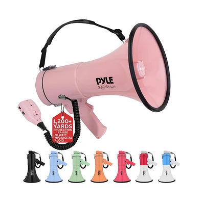 Pyle 50-Watt Portable Megaphone with Siren, MP3 Input, Automatic Siren, Shoulder Strap, Lightweight