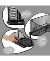 Sorbus 2 Pack 2 Tier Baskets with Mesh Sliding Drawers - Ideal Cabinet, Under the Sink, etc - Great for Bathroom, Kitchen, Office