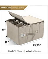 Sorbus Stemware Storage Case - with Hard Shell, Dividers and Handle - Stemware Storage Containers Holds 12