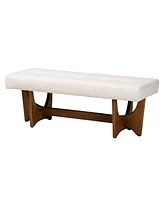 Baxton Studio Theo Japandi Cream Boucle Fabric and Walnut Brown Finished Wood Bench