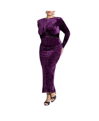 Eloquii Plus Twist Bodice Velvet Maxi Dress