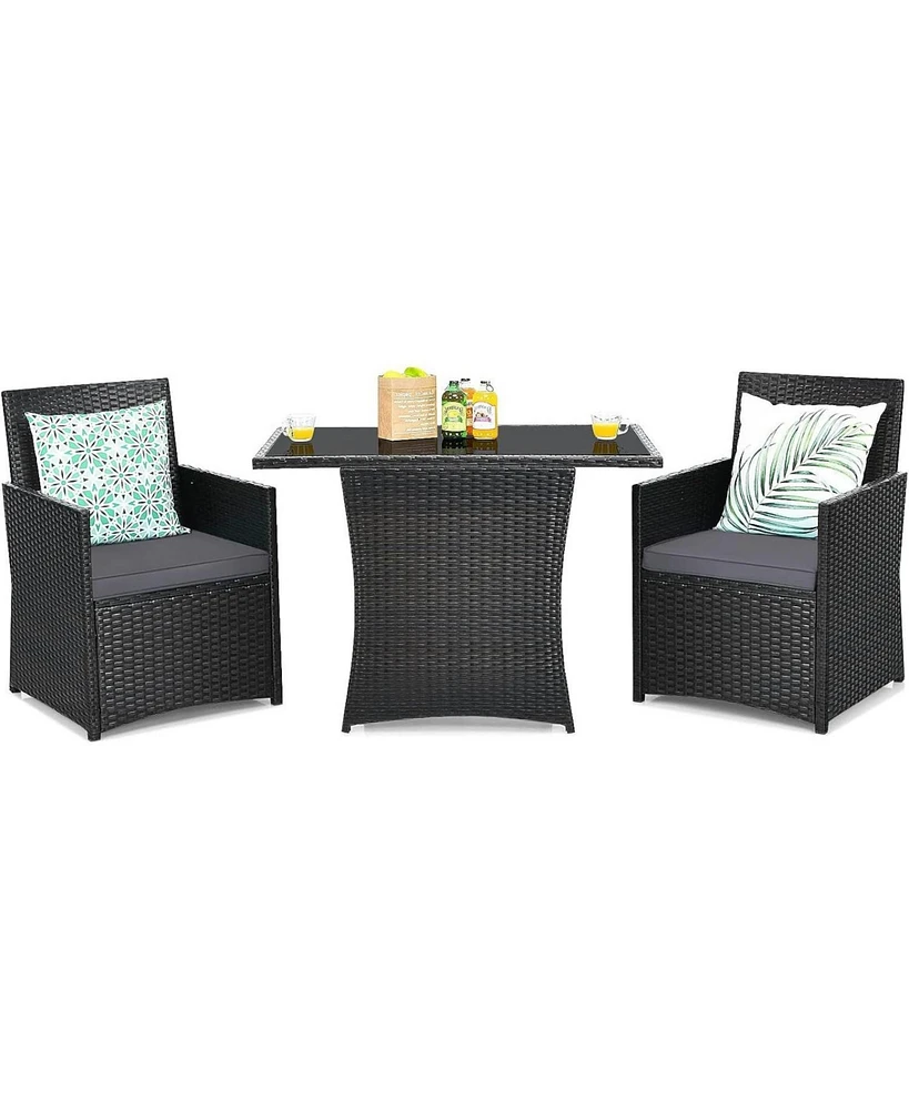 Slickblue 3-Piece Outdoor Patio Furniture Bistro Dining Set in Pe Rattan