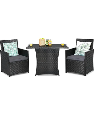 Slickblue 3-Piece Outdoor Patio Furniture Bistro Dining Set in Pe Rattan