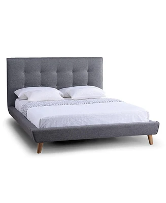 Slickblue Platform Bed with Button Tufted Headboard - Elegant Upholstered Frame Design