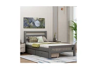 Slickblue Low Profile Bed with 2 Storage Drawers for Bedroom Organization