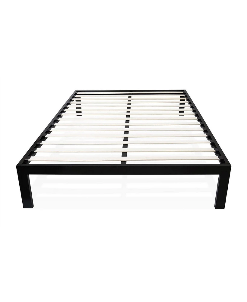 Slickblue Modern Metal Platform Bed Frame with Wood Slats