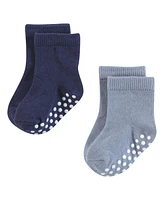 Hudson Baby Boys Cotton Rich Newborn and Terry Socks, Blue Gray Basic, 12-24 Months