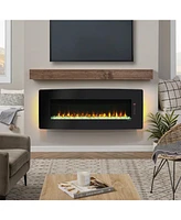 Mondawe 48 Inch Curved Front Wall Mounted Electric Fireplace With Remote Multi Color Flame&Emberbed