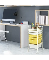 Gouun 6-Drawer Rolling Storage Cart with Clear Plastic Drawers and Lockable Wheels
