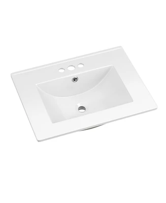 Lovmor Bathroom Ceramic Vanity Top with Three Holes in White