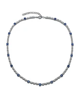 Rachel Glauber White Gold Plated Sparkling Blue Cubic Zirconia Tennis Chain Necklace