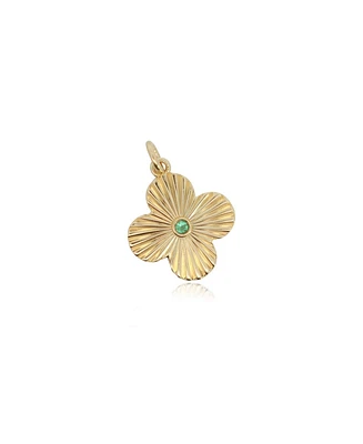 The Lovery Fluted Emerald Clover Charm 14K Gold