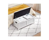 gaomon Storage Chest, Storage Trunk with Cushion Seat, 2 Safety Hinges, Storage Bench, Wooden Storage Organizer, Shoe Bench for Entryway, Bedroom