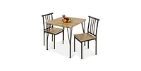 Slickblue Modern 3-Piece Dining Set with Wood Top Table and Two Chairs for Small Spaces