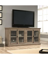 Slickblue Salt Wood Finish Tv Stand with Tempered Glass Doors for Tv and Media Storage