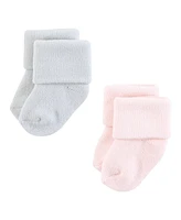 Touched by Nature Baby Girls Organic Cotton Socks, Soft Pink Dot Stripe