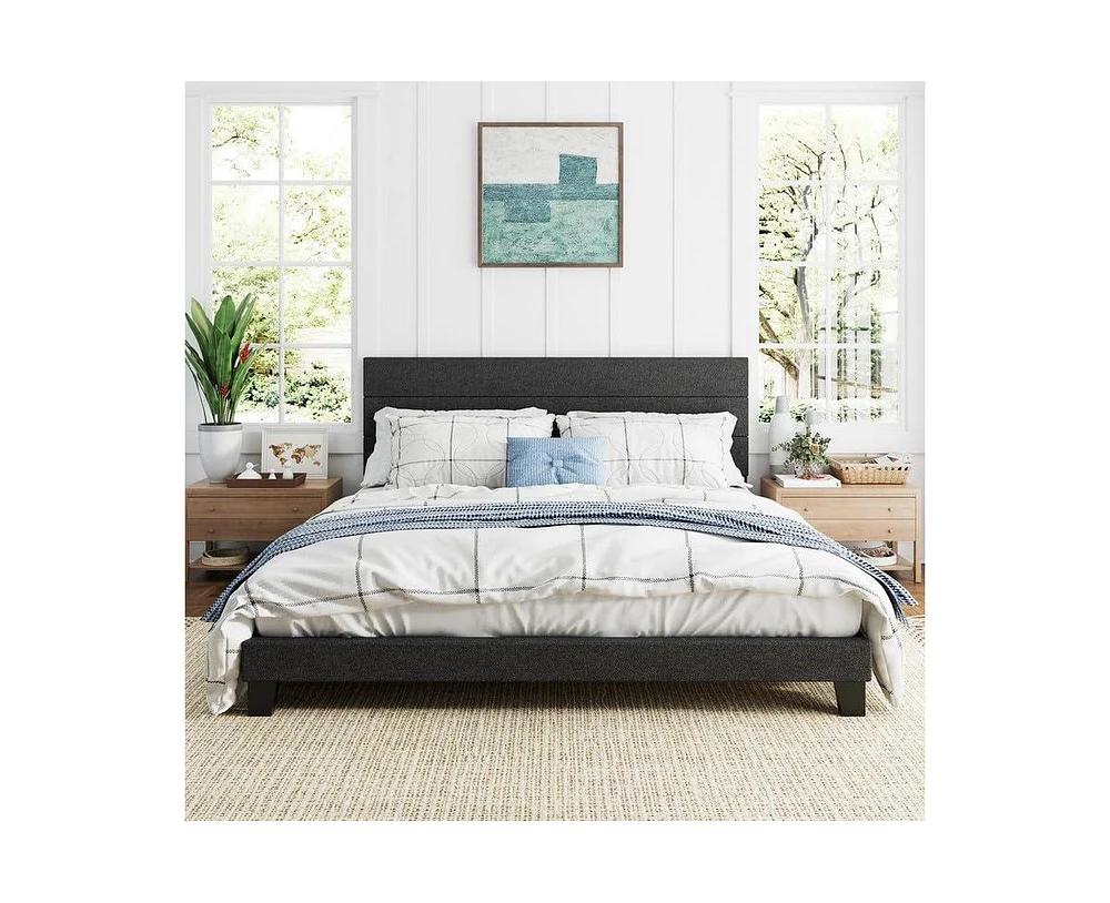 Lovmor Upholstered Platform Bed Frame with Fabric Headboard