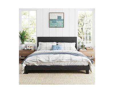 Lovmor Upholstered Platform Bed Frame with Fabric Headboard