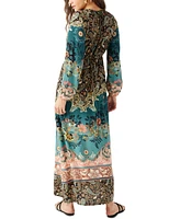 O'Neill Juniors' Weslynn Printed Blouson-Sleeve Maxi Dress