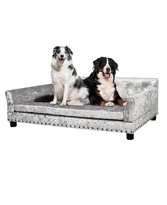 Bingopaw Dog Sofa Lounge Bed Dutch Velvet Upholstered Pet Couch Bed Removable Cushion