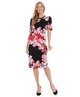 London Times Women's Floral Short-Sleeve Midi Dress