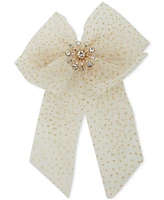 lonna & lilly Gold-Tone Crystal & Glitter Tulle Bow Hair Barrette