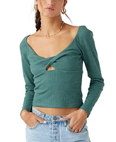 O'Neill Juniors' Kristina Sweetheart-Neck Long-Sleeve Top