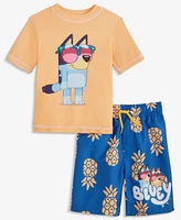 Dreamwave Toddler Boys Bluey Rash Guard & Swim Trunks Two-Piece Swimsuit
