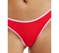 Cotton On Women's Ribbed Refined High-Side Brazilian Bikini Bottoms