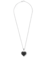 Black & White Diamond Heart Halo Cluster 18" Pendant Necklace (3/4 ct. t.w.) in Sterling Silver, Exclusively at Macy's