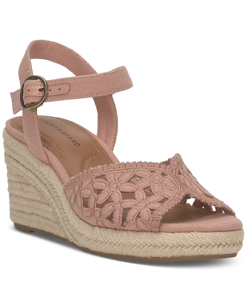 Lucky Brand Women's Coyna Floral Lace Espadrille Wedge Sandals