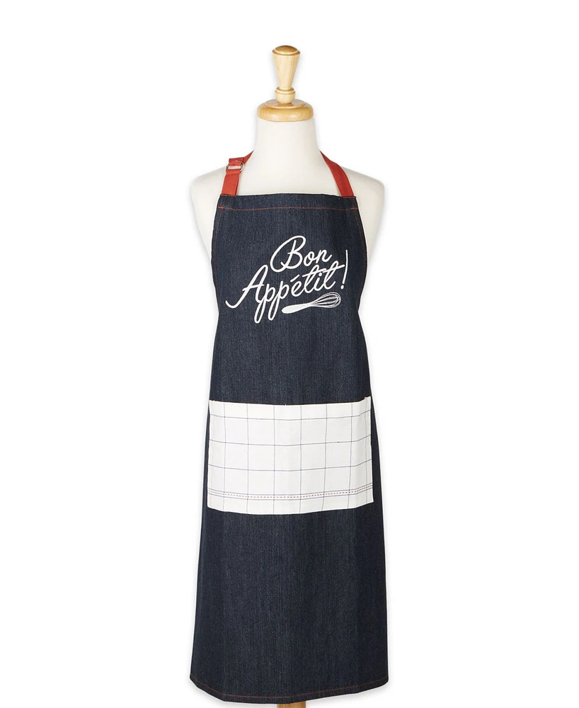 Design Imports Bon Appetit Denim Embroidered Apron