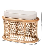 bali & pari Ladonna Bohemian Natural Rattan Ottoman Footstool