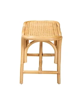 Bali & Pari Septa Modern Bohemian Natural Brown Rattan Accent Bench