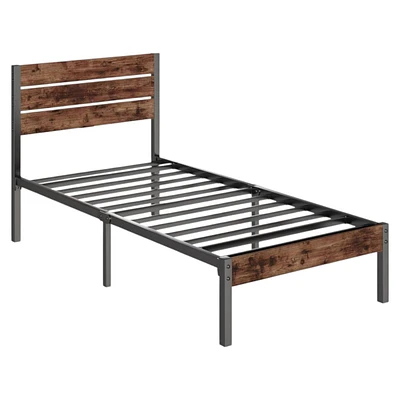 Slickblue Modern Farmhouse Platform Bed Frame - Rustic Style with Sleek, Minimalist Design