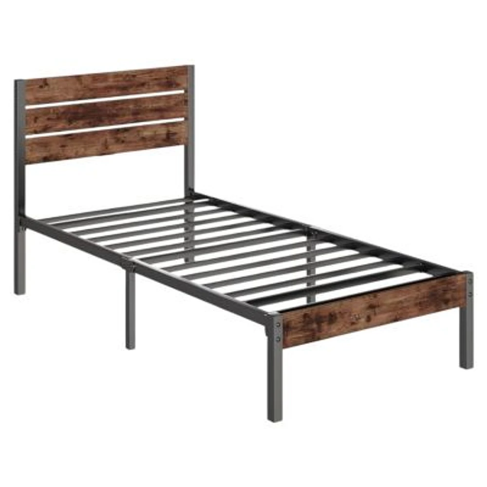Slickblue Modern Farmhouse Platform Bed Frame Rustic Style With Sleek Minimalist Design